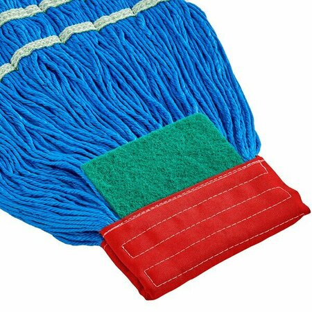 LAVEX 15 oz. Blue Microfiber Looped End Wet Mop Head with 5'' Red Headband 274MFSTM15RD